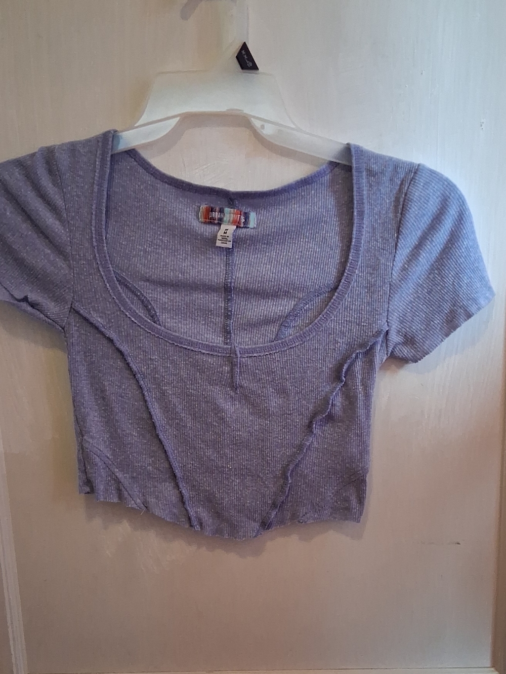 Urban Outfitters Lavender Ribbed Scoop-Neck Crop Top